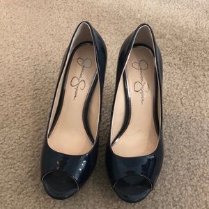 Navy blue Peep toe heels